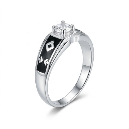 Silver Geometric Solitaire Ring