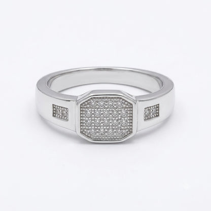 Silver Geometric Pave Ring