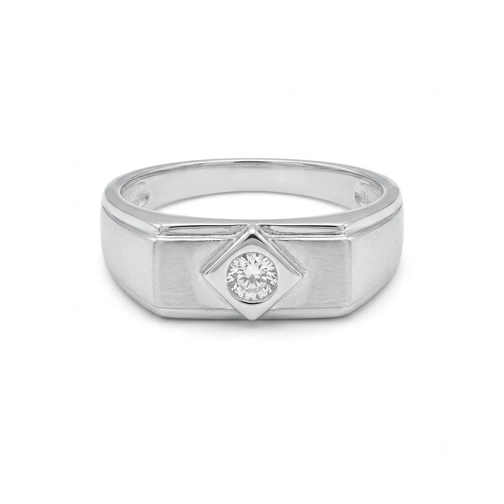 Silver Geometric Signet Ring