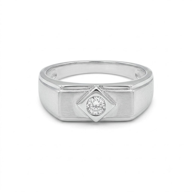 Silver Geometric Signet Ring