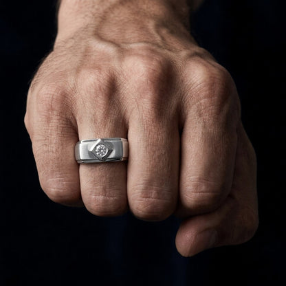 Silver Geometric Signet Ring