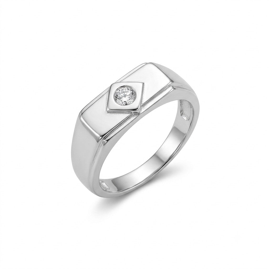 Silver Geometric Signet Ring