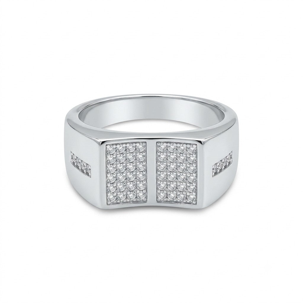 Silver Dual Panel Pave Ring