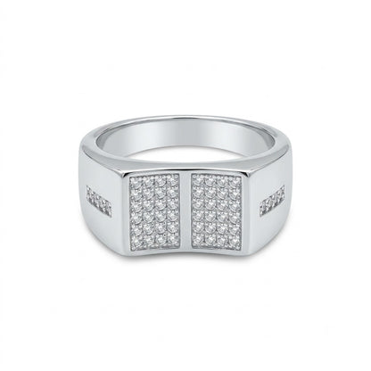 Silver Dual Panel Pave Ring