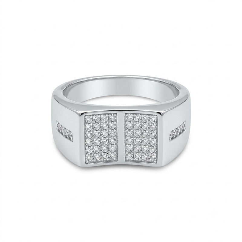 Silver Dual Panel Pave Ring