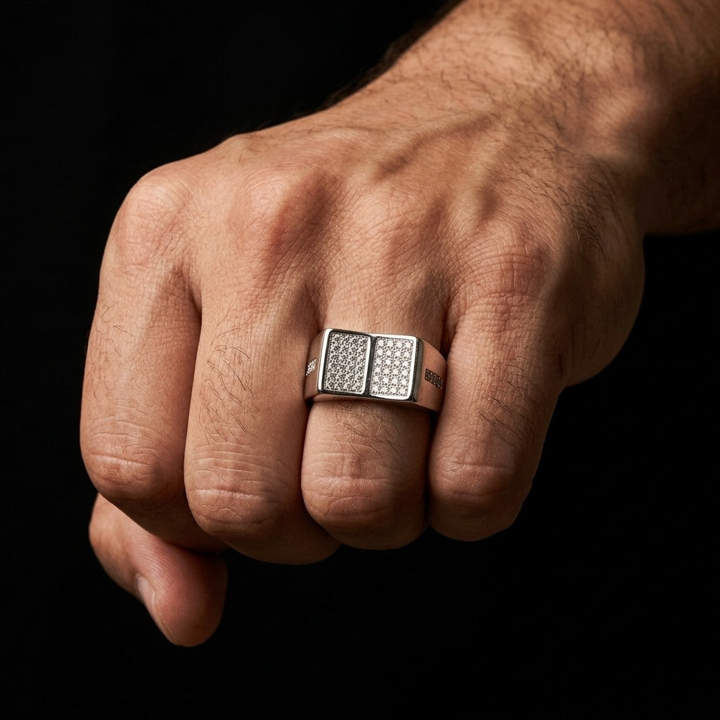 Silver Dual Panel Pave Ring