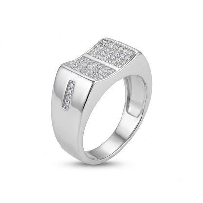 Silver Dual Panel Pave Ring