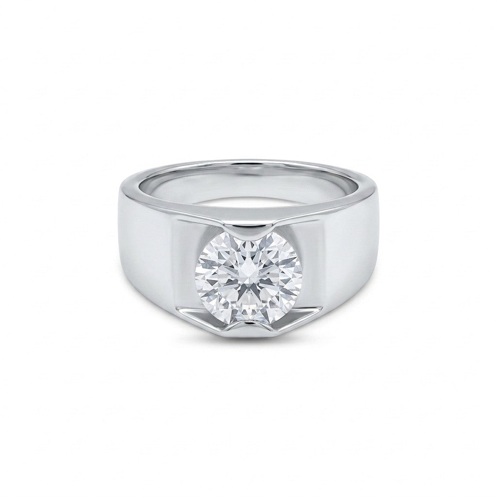 Silver Angular Flush Set Ring