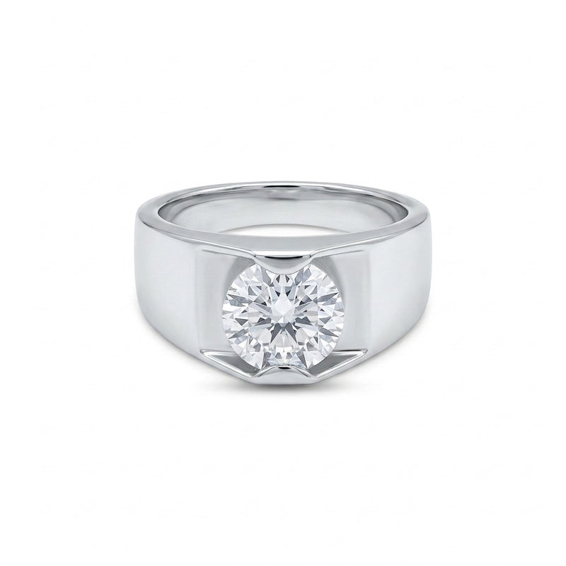Silver Angular Flush Set Ring