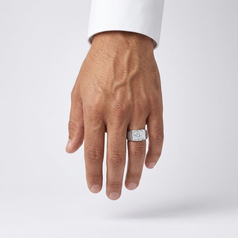 Silver Angular Flush Set Ring