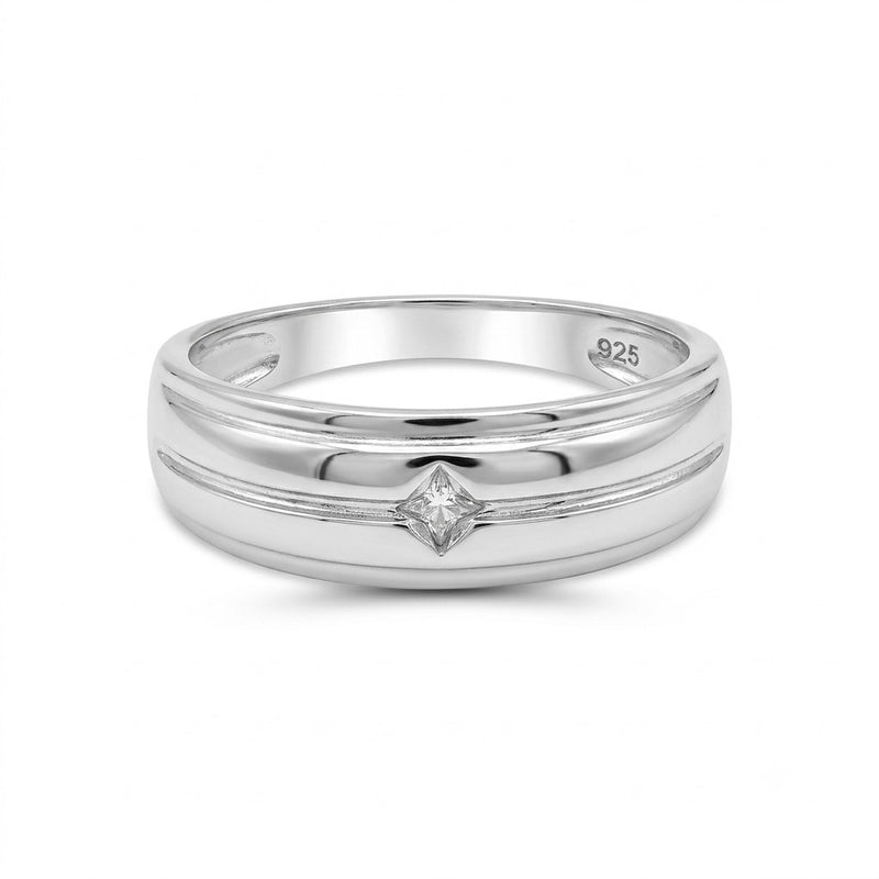 Silver Textured Signet Ring