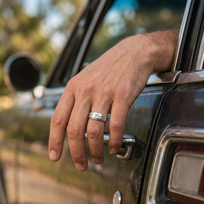 Silver Textured Signet Ring