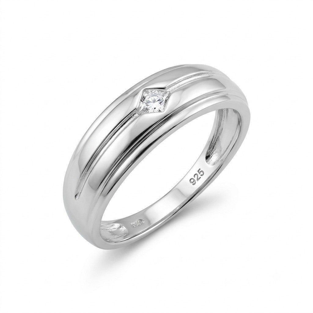 Silver Textured Signet Ring