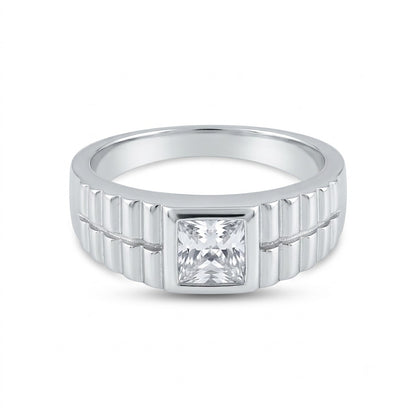 Silver Architectural Stone Ring
