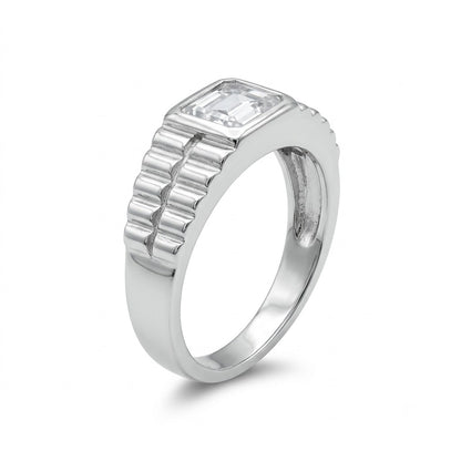 Silver Architectural Stone Ring