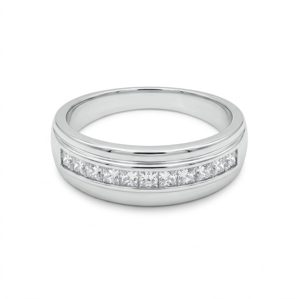 Silver Channel Set Square Stone Ring