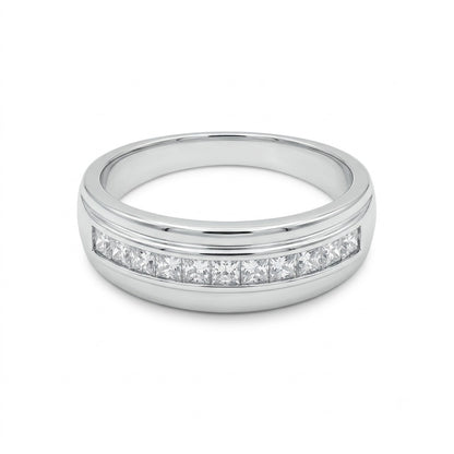 Silver Channel Set Square Stone Ring