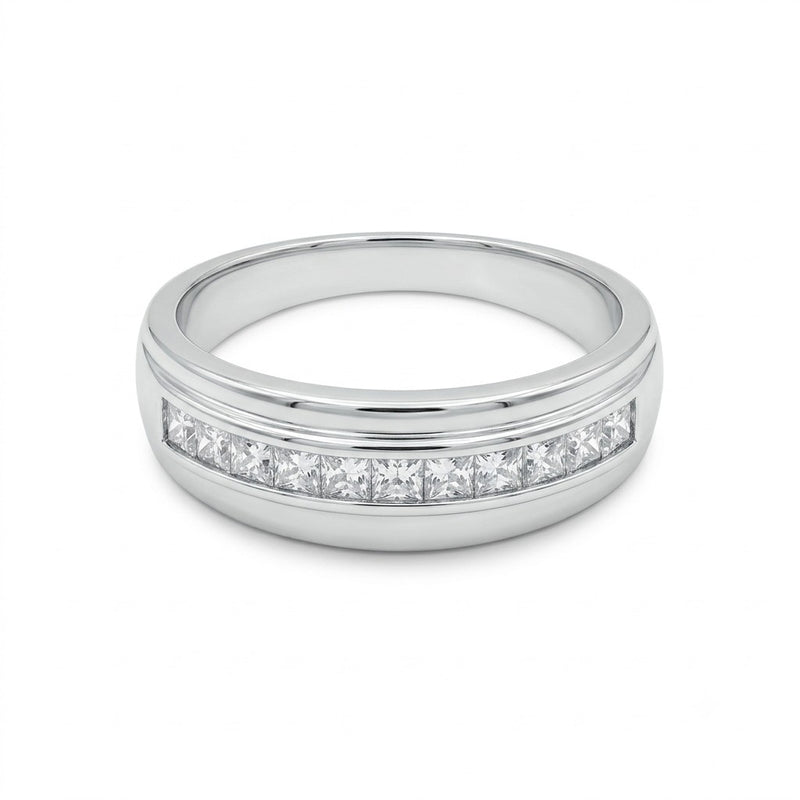 Silver Channel Set Square Stone Ring