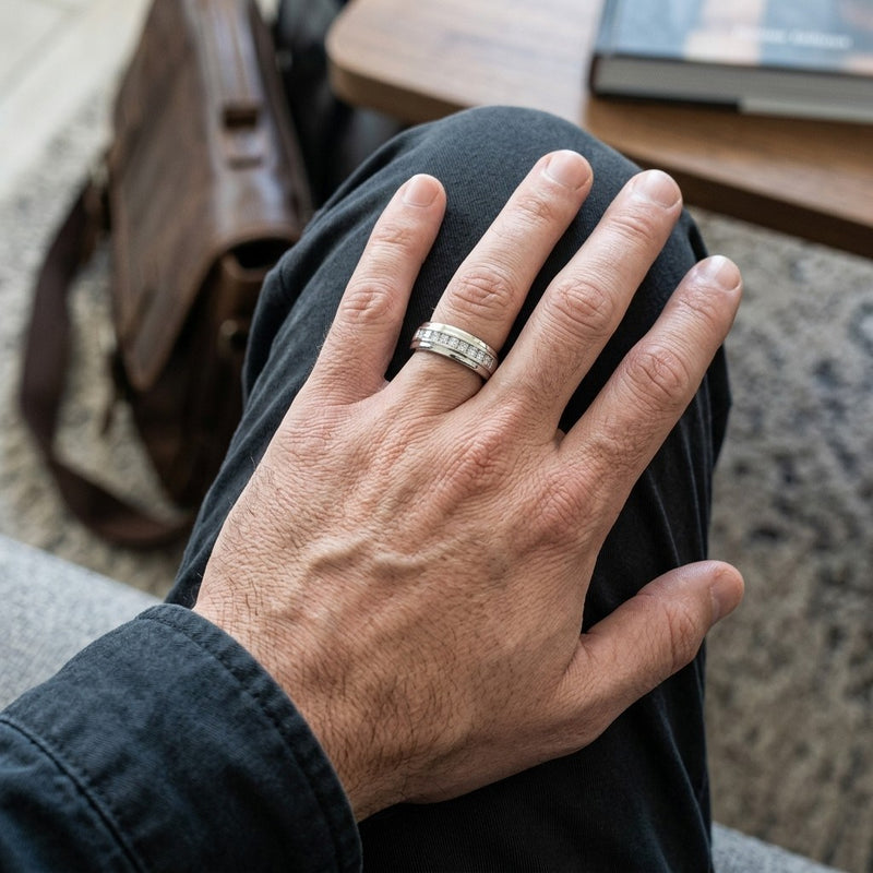 Silver Channel Set Square Stone Ring