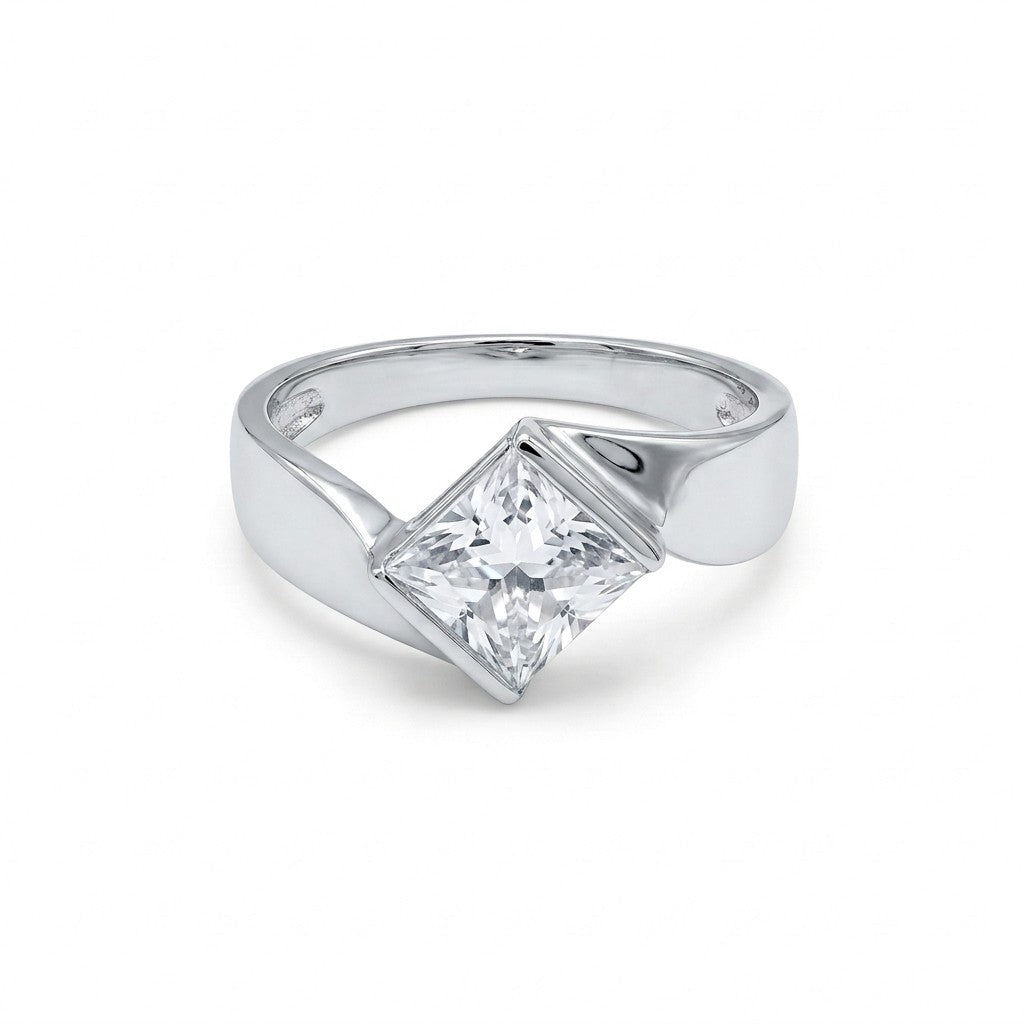 Silver Princess Cut Ring
