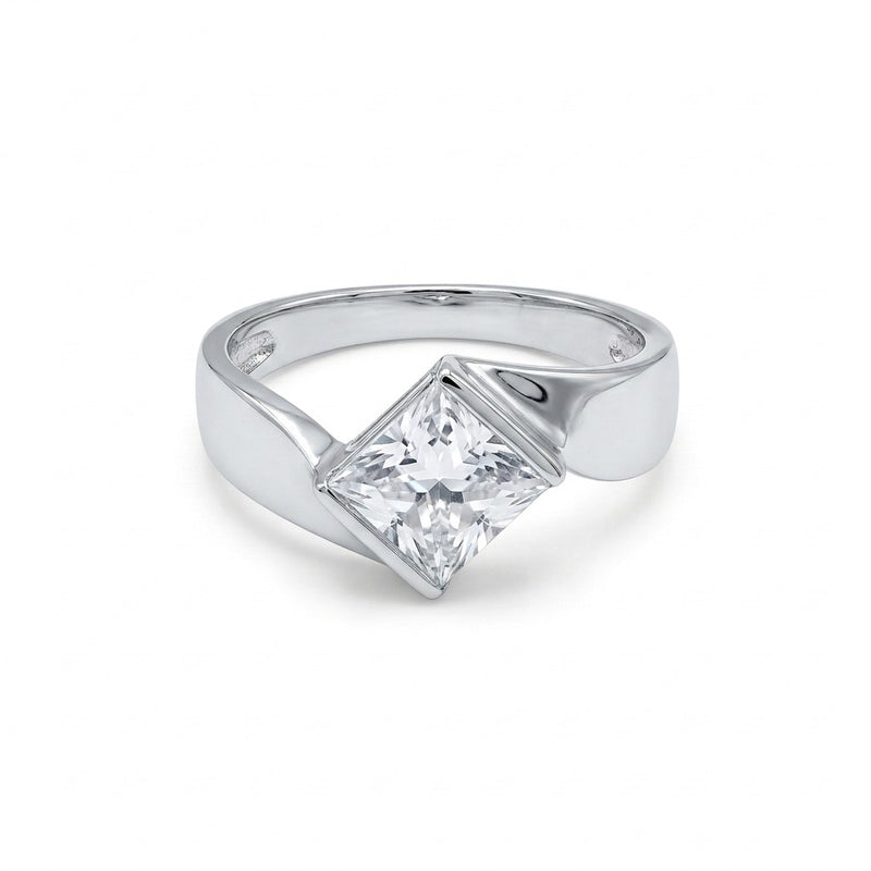 Silver Princess Cut Ring