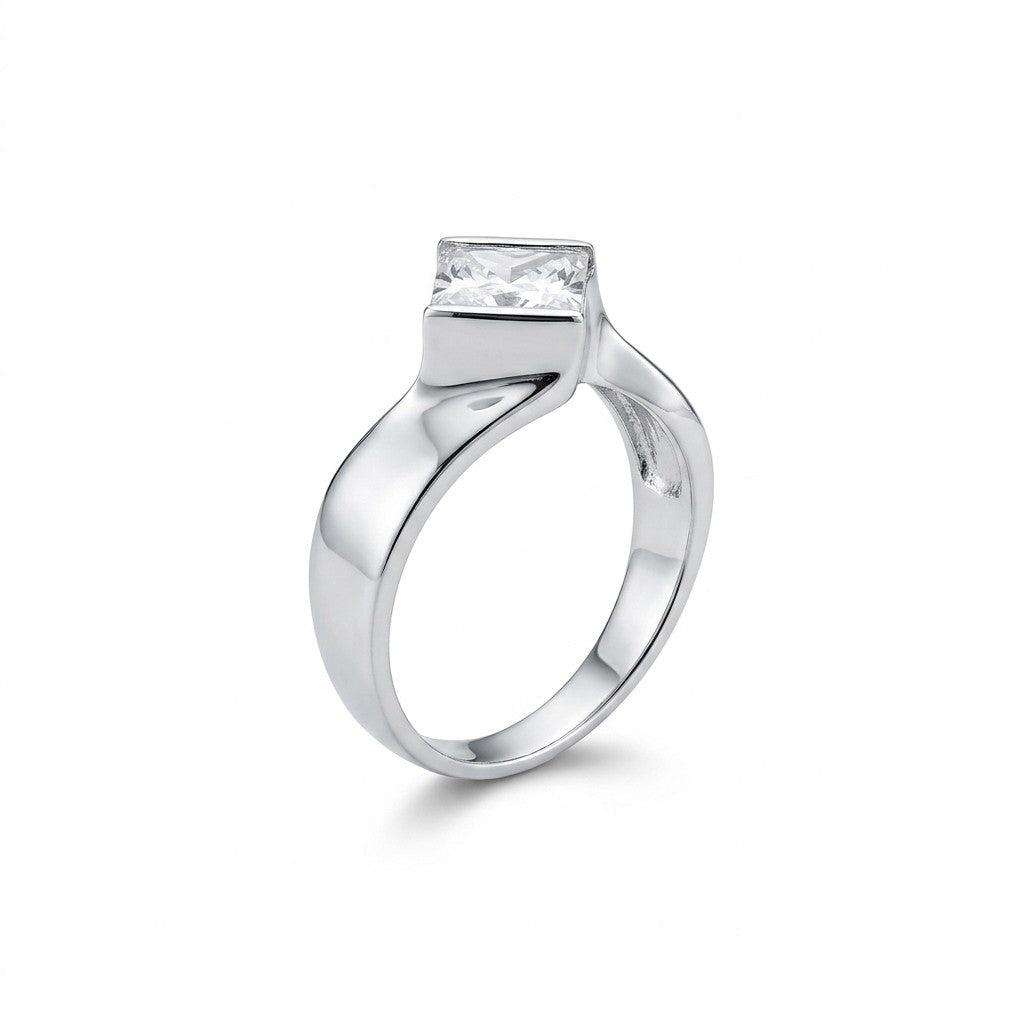 Silver Princess Cut Ring
