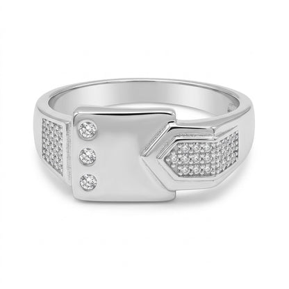 Silver Geometric Signet Ring