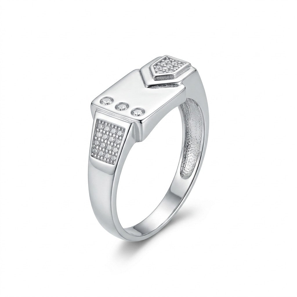 Silver Geometric Signet Ring