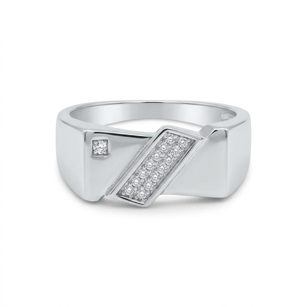 Silver Geometric Interweave Ring