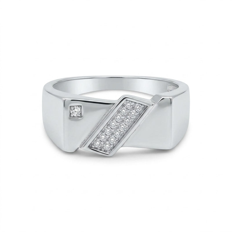 Silver Geometric Interweave Ring