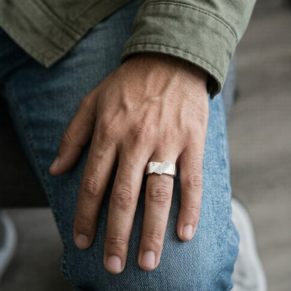 Silver Geometric Interweave Ring