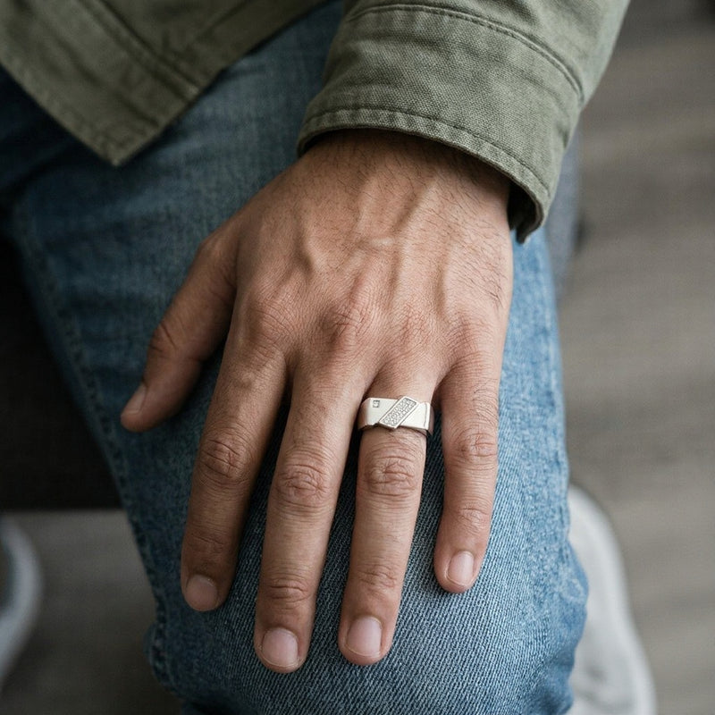 Silver Geometric Interweave Ring
