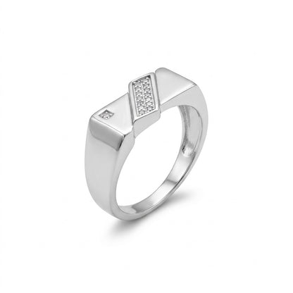 Silver Geometric Interweave Ring