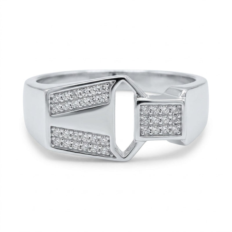 Silver Geometric Bypass Ring