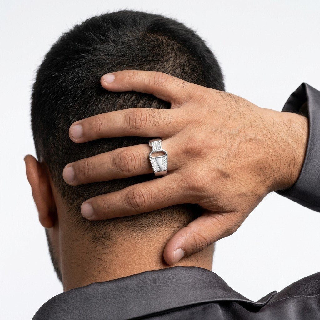 Silver Geometric Bypass Ring