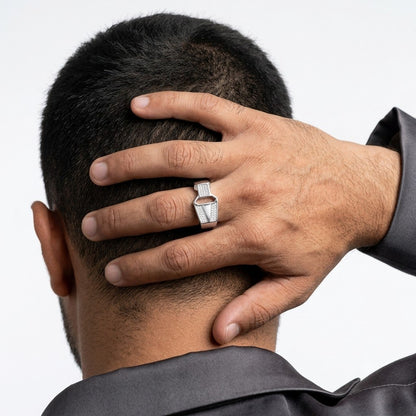 Silver Geometric Bypass Ring