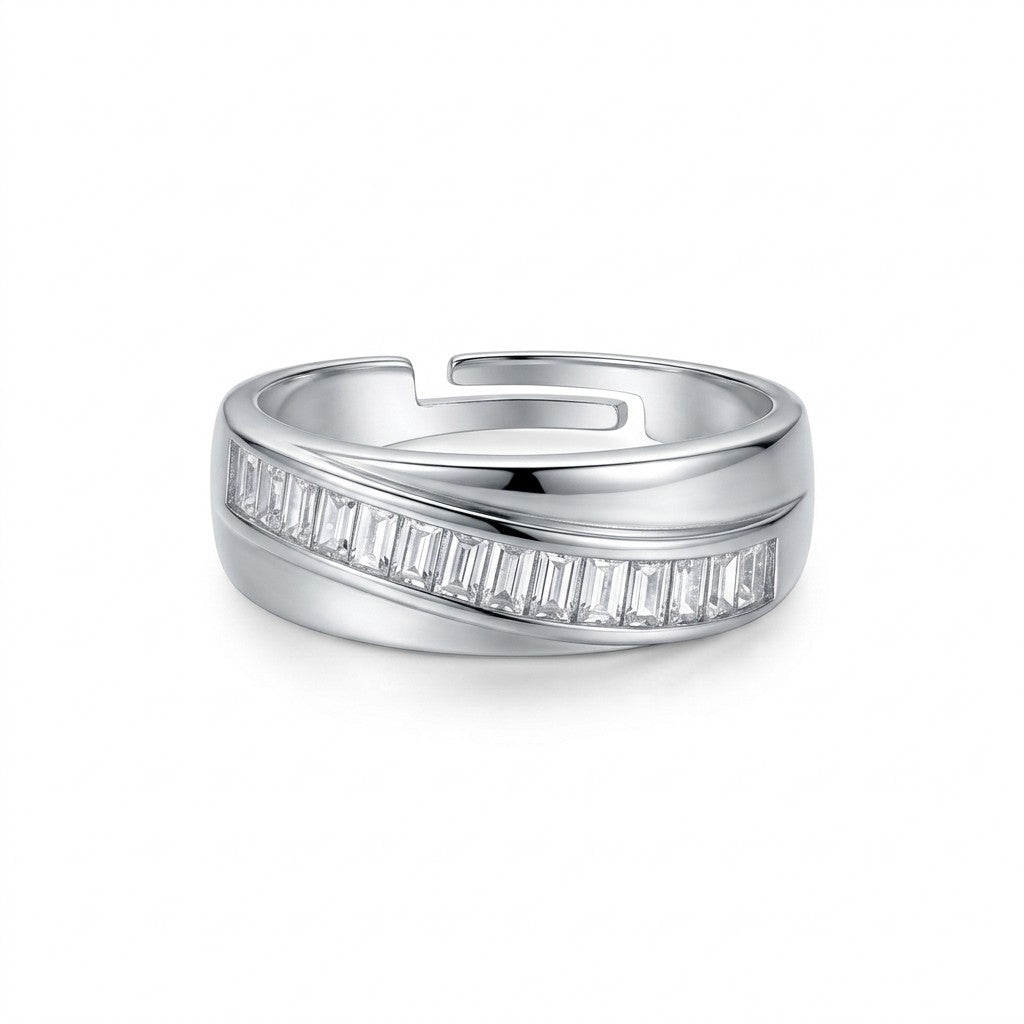 Silver Baguette Bar Ring