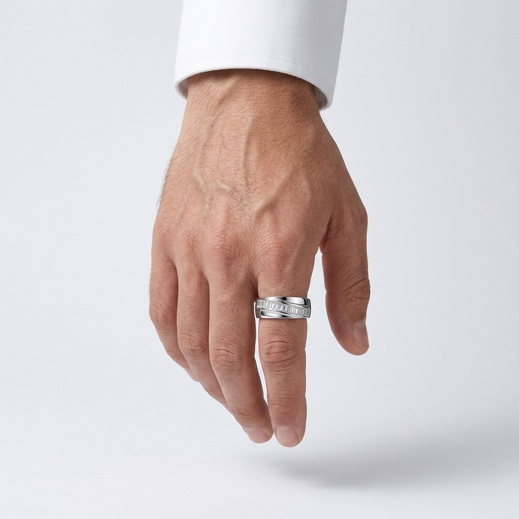 Silver Baguette Bar Ring