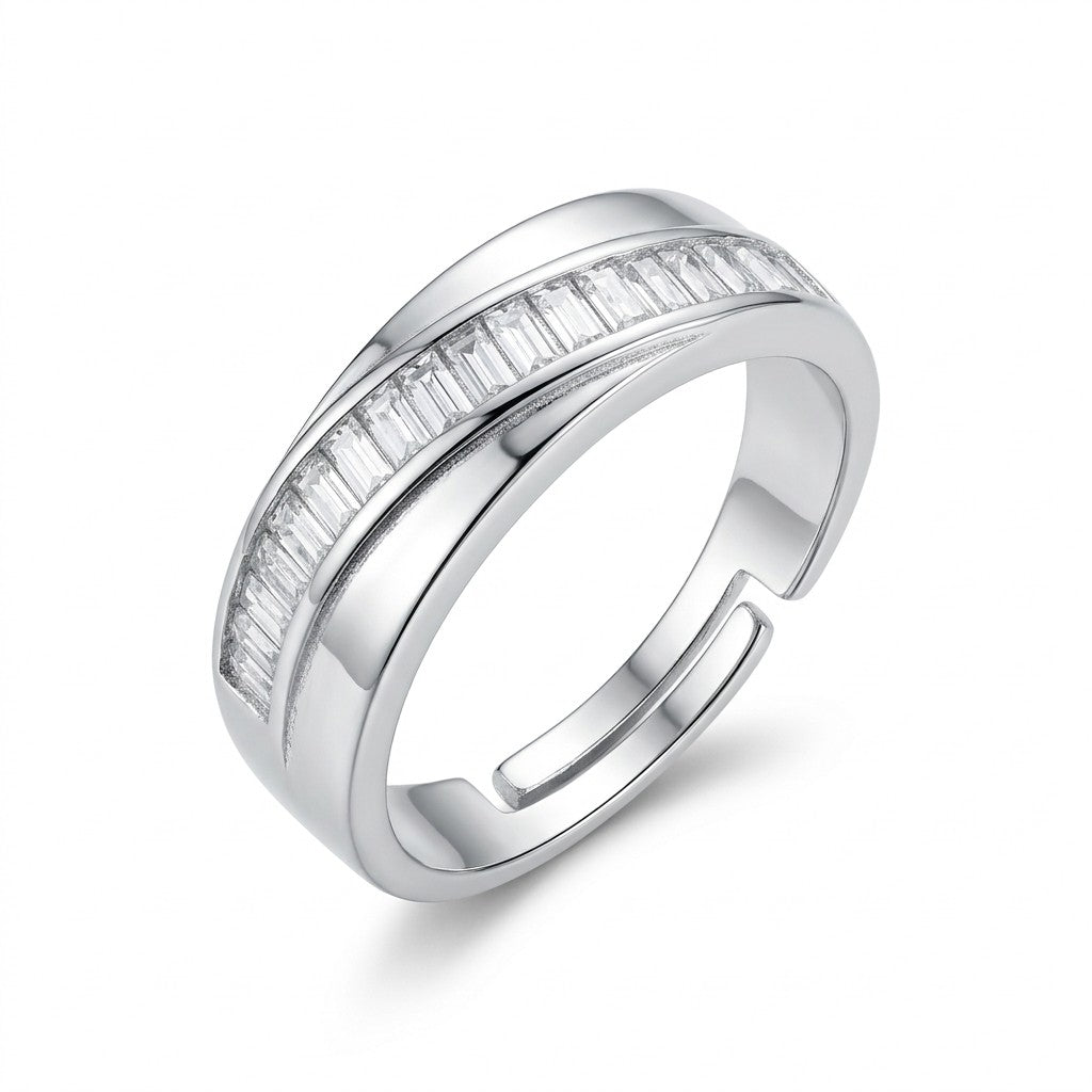 Silver Baguette Bar Ring