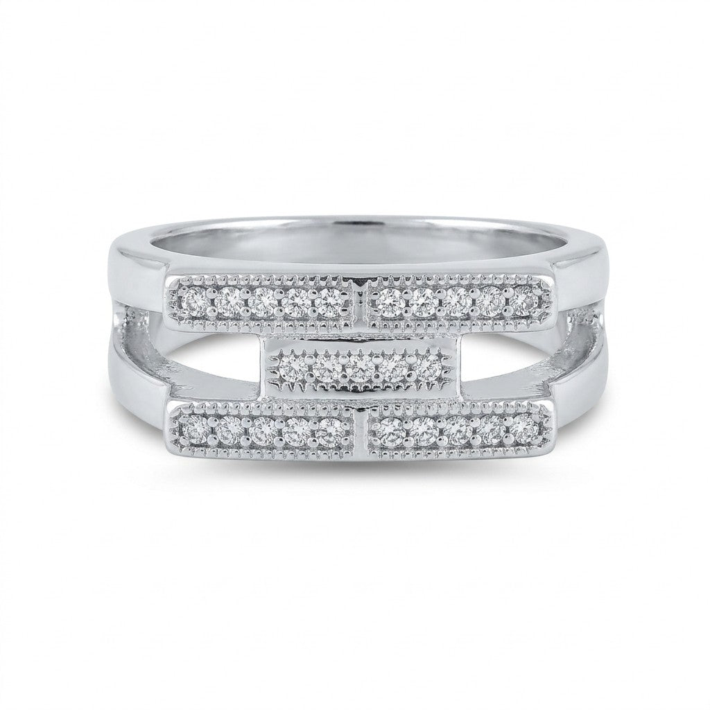 Silver Structural Bridge Ring