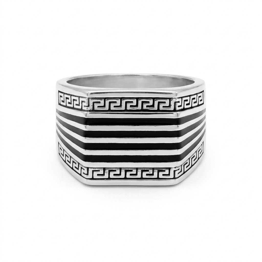 Silver Greek Key Signet Ring