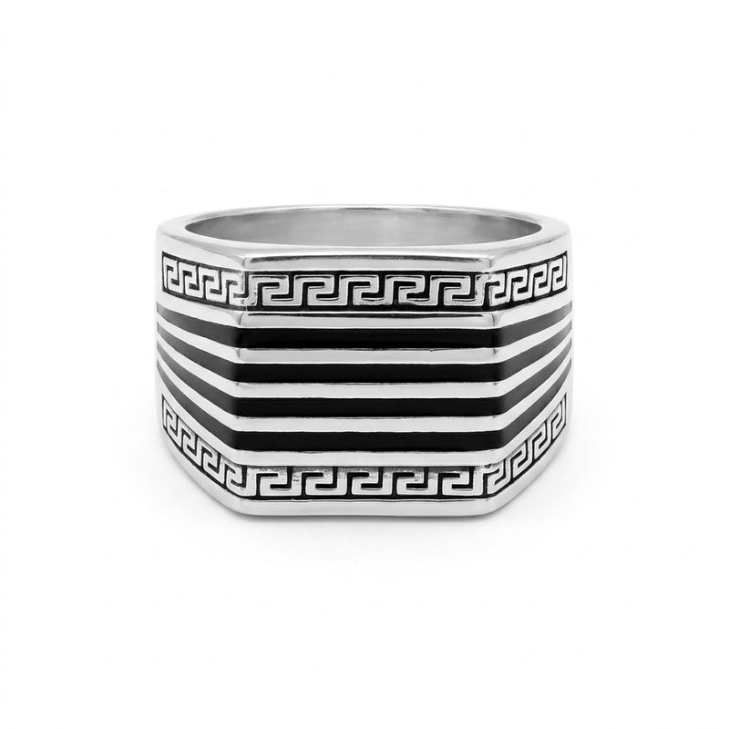 Silver Greek Key Signet Ring