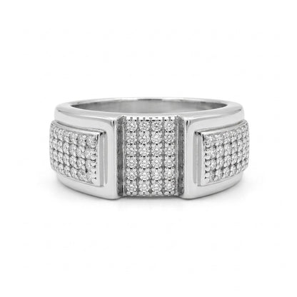 Silver Triple Pave Panel Ring