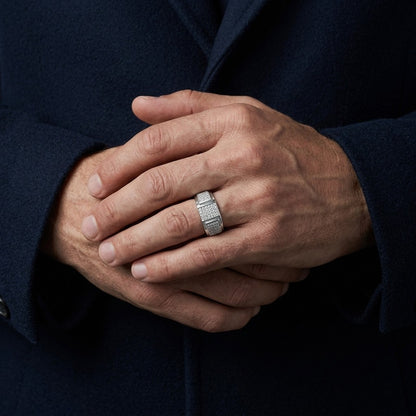 Silver Triple Pave Panel Ring