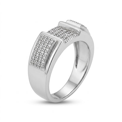 Silver Triple Pave Panel Ring