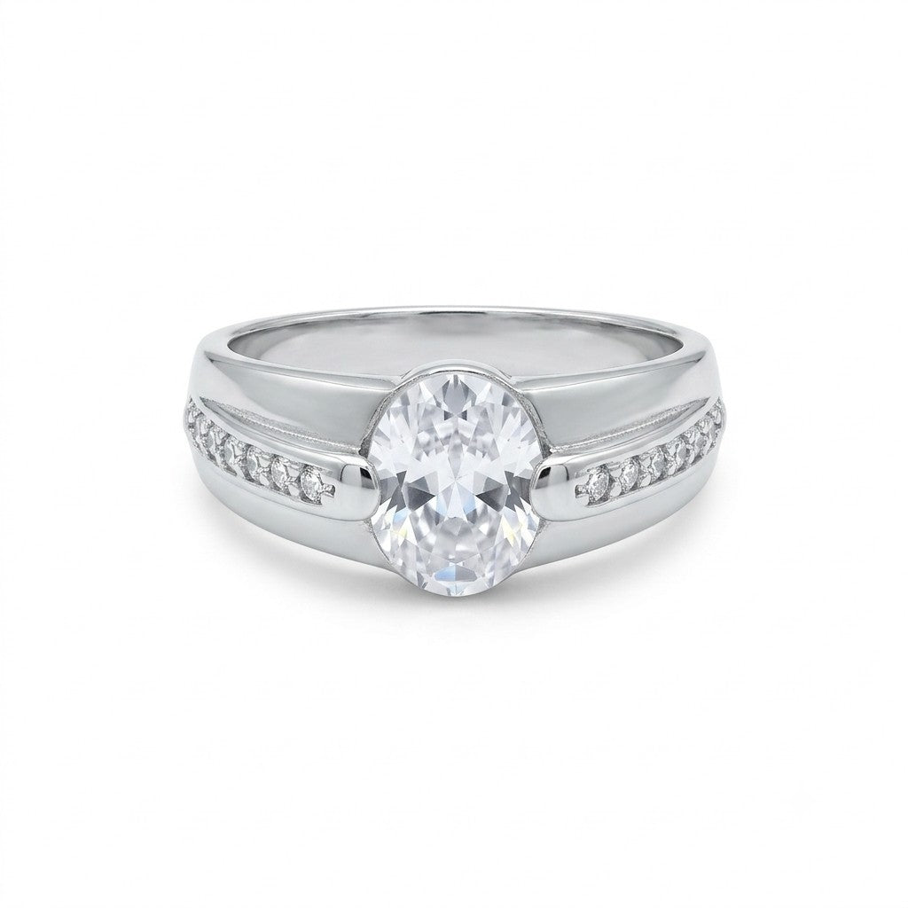 Silver Oval Stone Ring