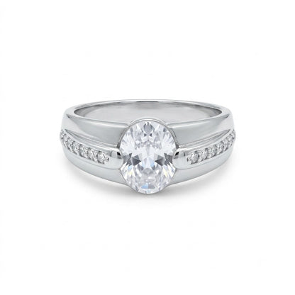 Silver Oval Stone Ring