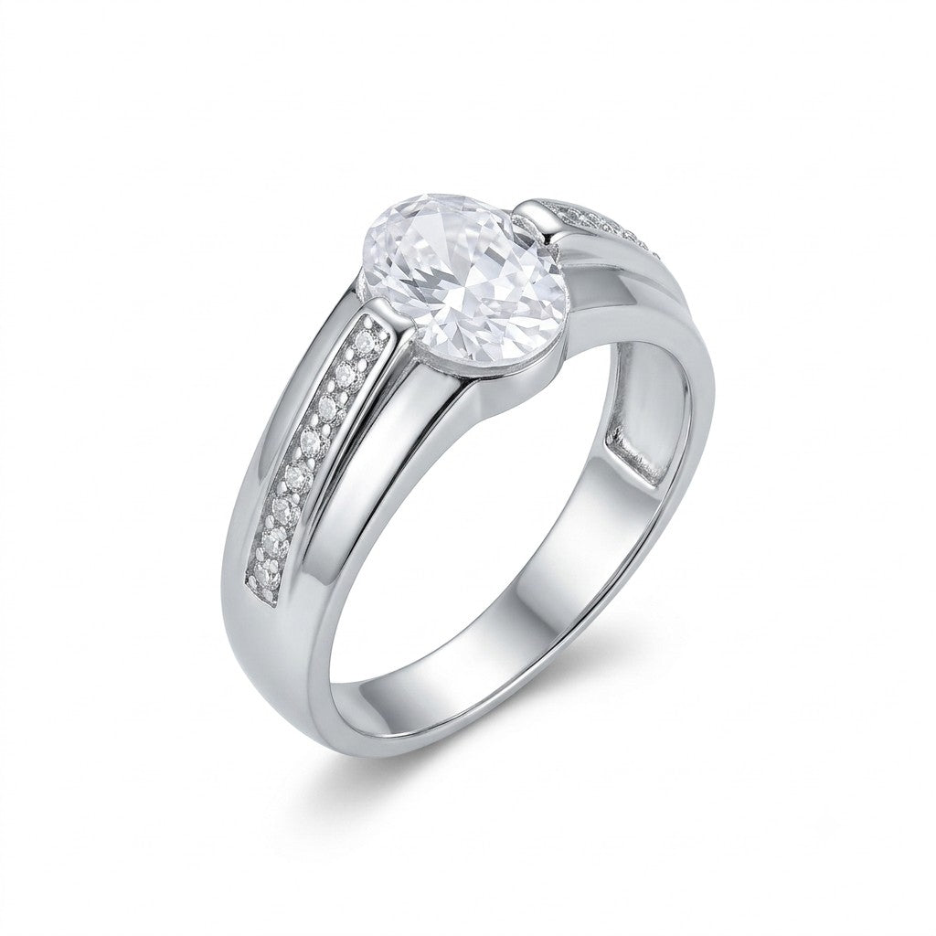 Silver Oval Stone Ring
