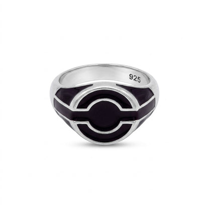 Silver Geometric Enamel Ring