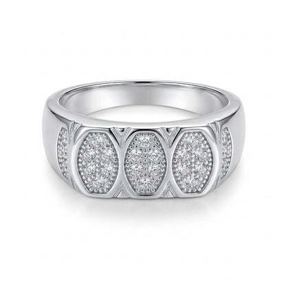 Silver Geometric Pave Ring